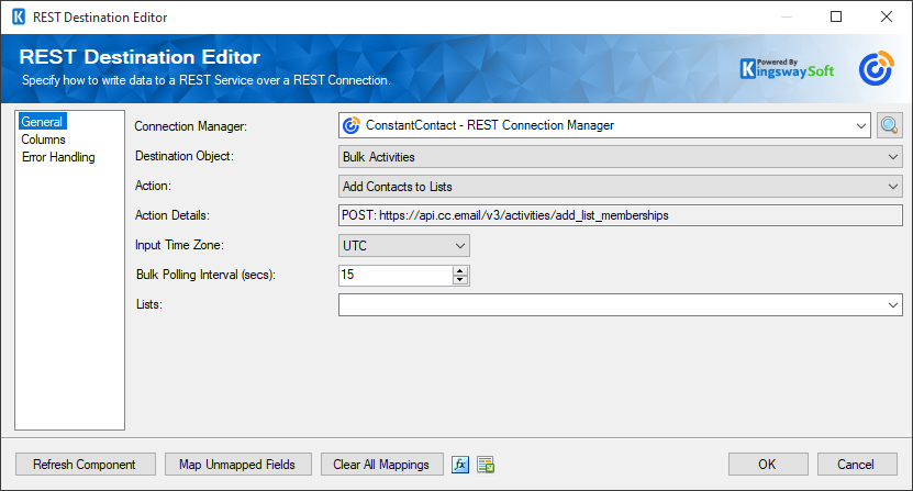 SSIS Constant Contact REST Destination